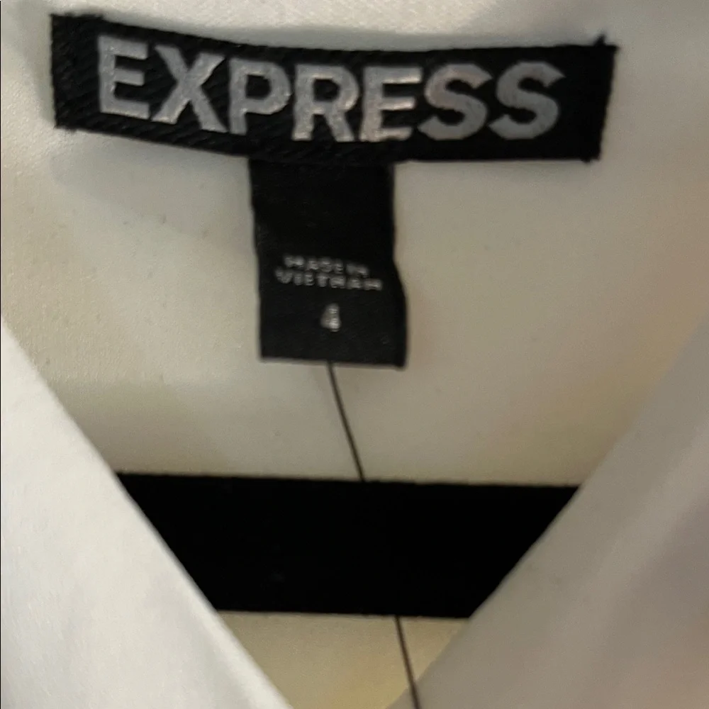 Express White Dress sleeveless- very soft halter-ish, eye catching lacy hemline. - Picture 3 of 9